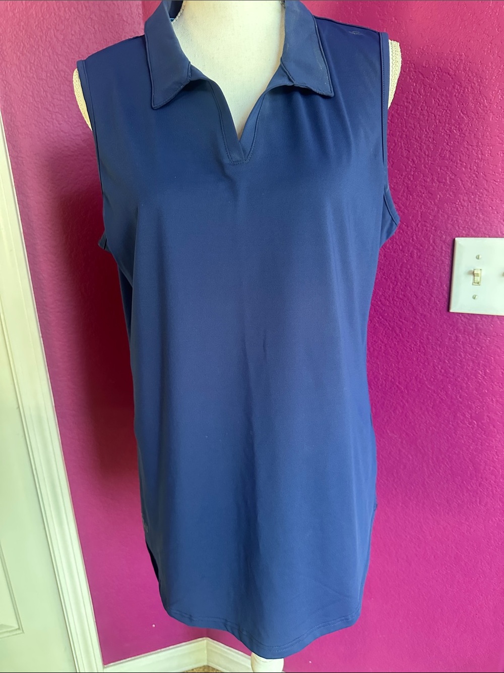 Scales Sleeveless Navy Polo Tunic Top